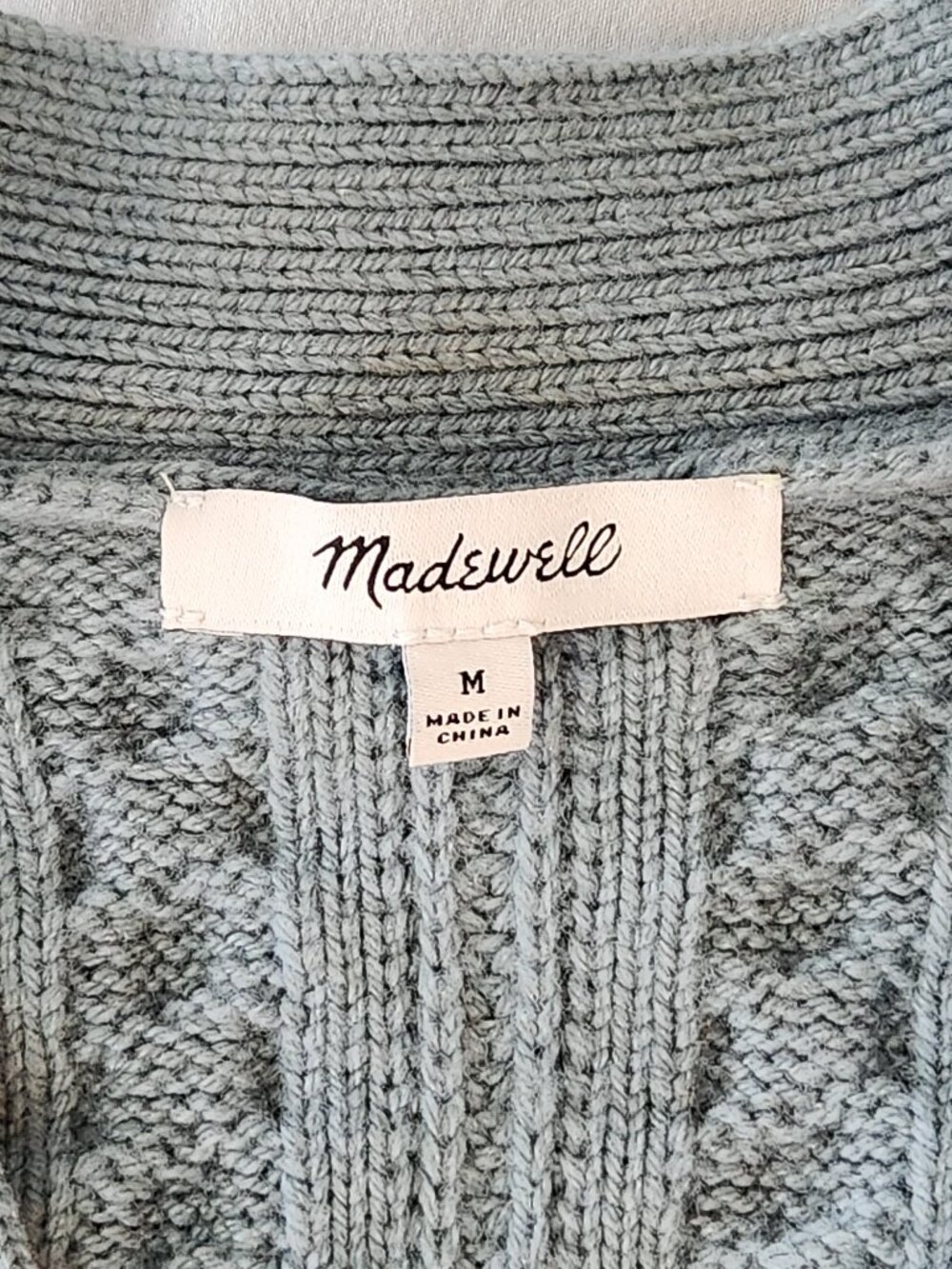Madewell cable knit cropped vneck cardigan sweater wool cotton - Picture 5 of 10